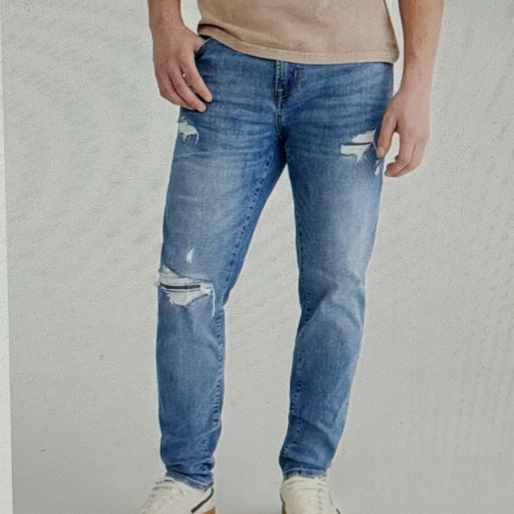 Aeropostale Athletic Skinny Distressed Denim Jeans Blue Men’s 27/28 Retro Casual